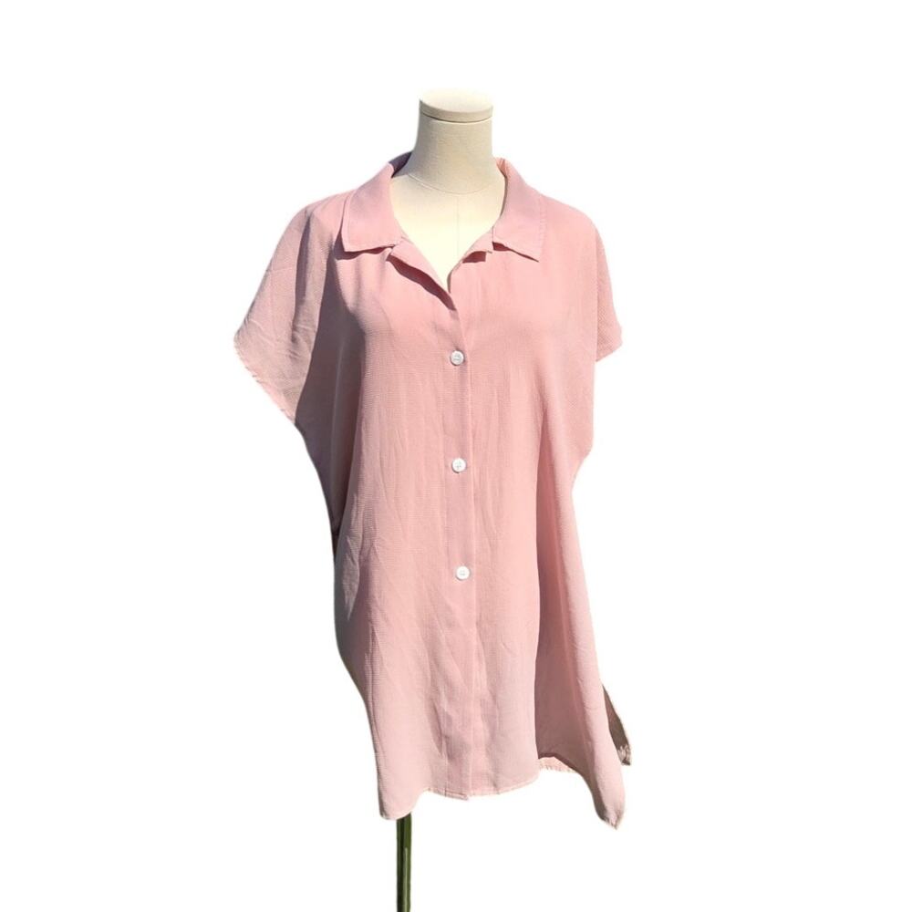 Lulus Pale Blush Pink Sleeveless Button Up Blouse Top Side Slit Womens Size M
